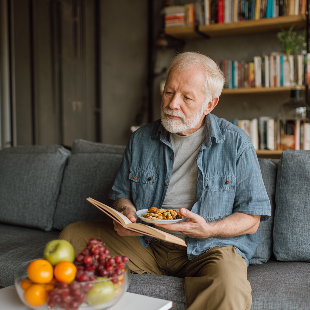 Smiling Ukrainian adults enjoying healthy meal together in modern kitchen