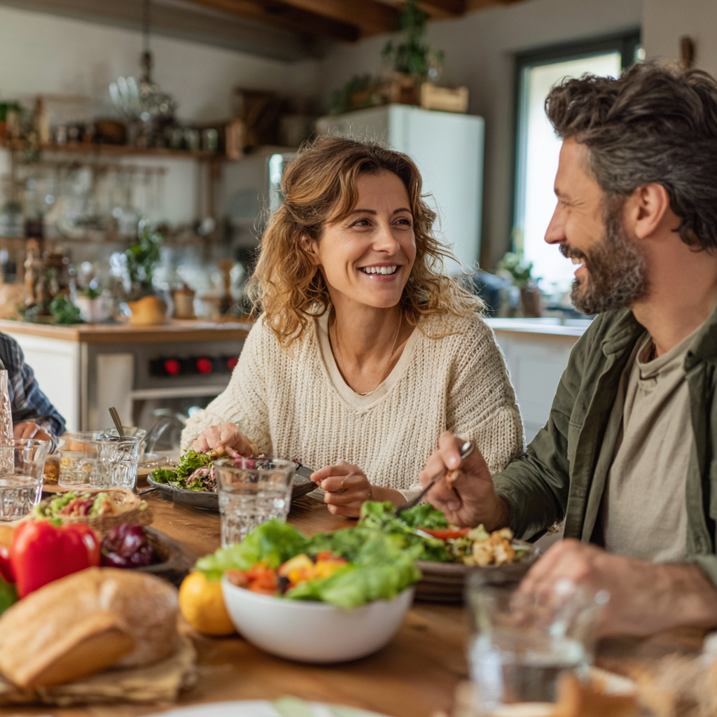 Healthy Ukrainian adult feeling energetic and strong after following meal plan